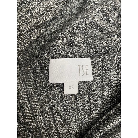 TSE Cowl Neck Top Sweater Cashmere Silk Gray Draped 3/4 Sleeve Knit Stretch XS - Picture 8 of 8